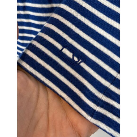 VINEYARD VINES blue navy white striped nautical boatneck 3/4 sleeve top shirt - Picture 8 of 9